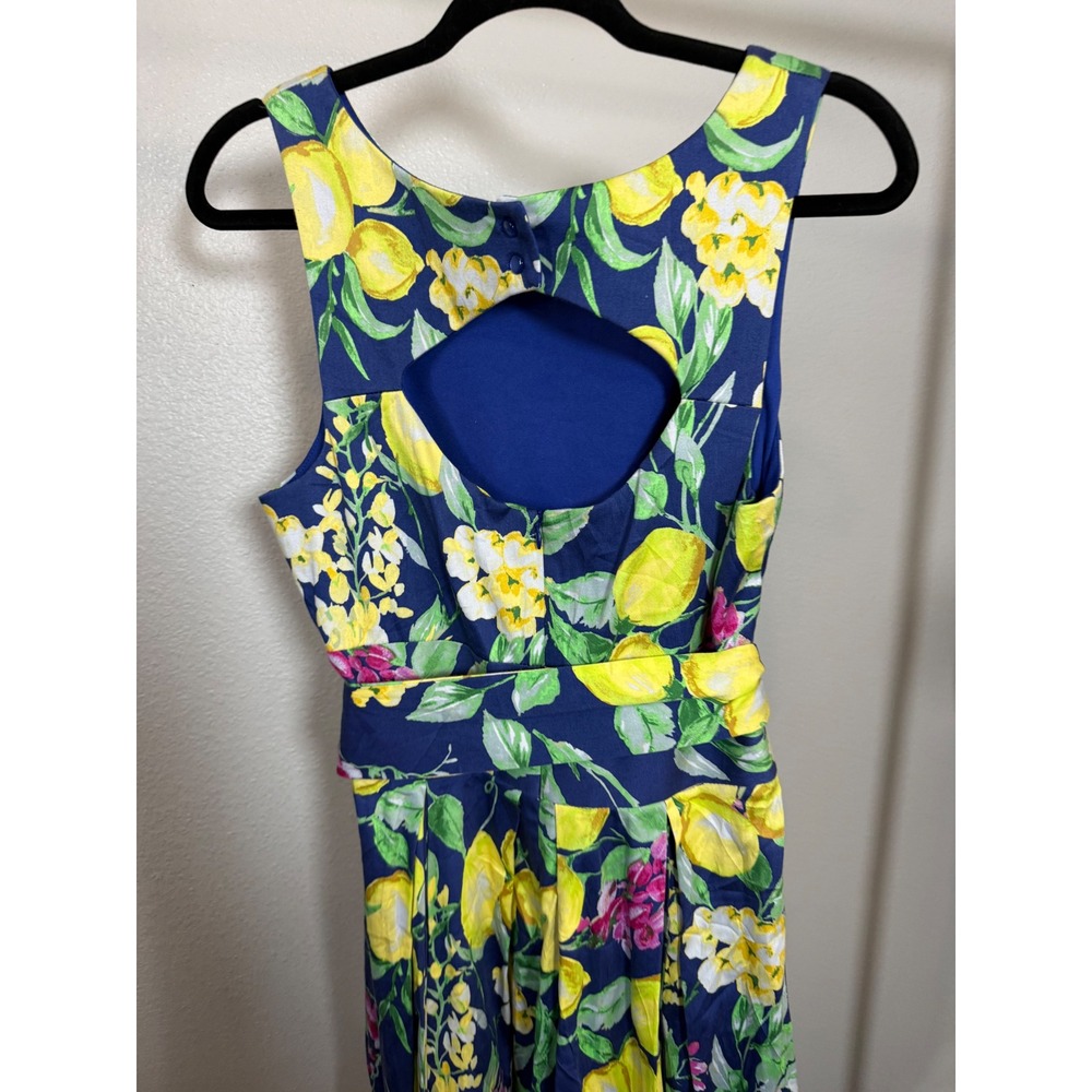 Rabbit Rabbit Rabbit Designs Navy Lemon Print Fit & Flare Dress Size 10 Cutout - Picture 4 of 7